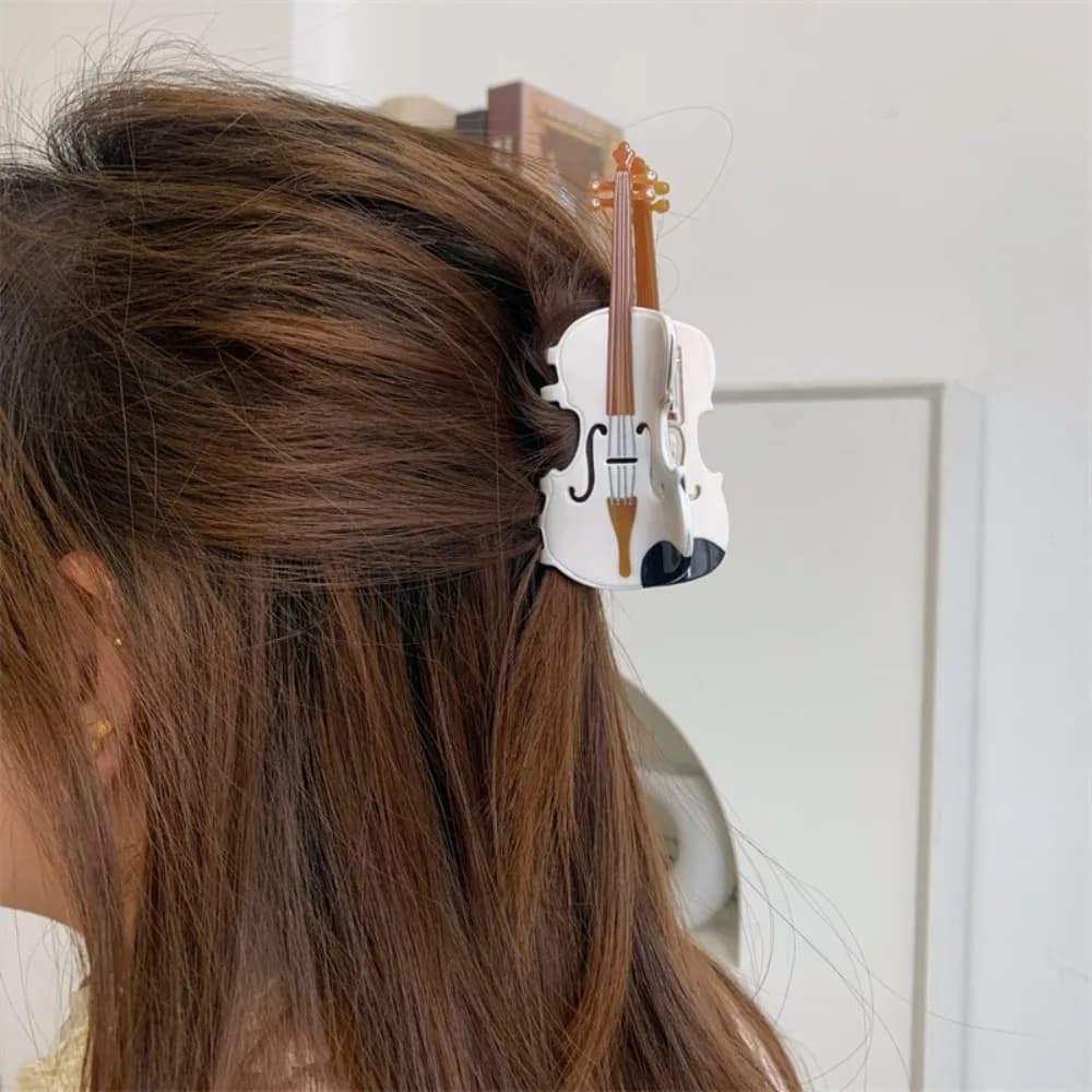 Creative Acetic Acid Acetate Guitar Hair Claw Piano Video Tape Music Hair Clip Hair Accessories Violin Big Shark Clip Daily