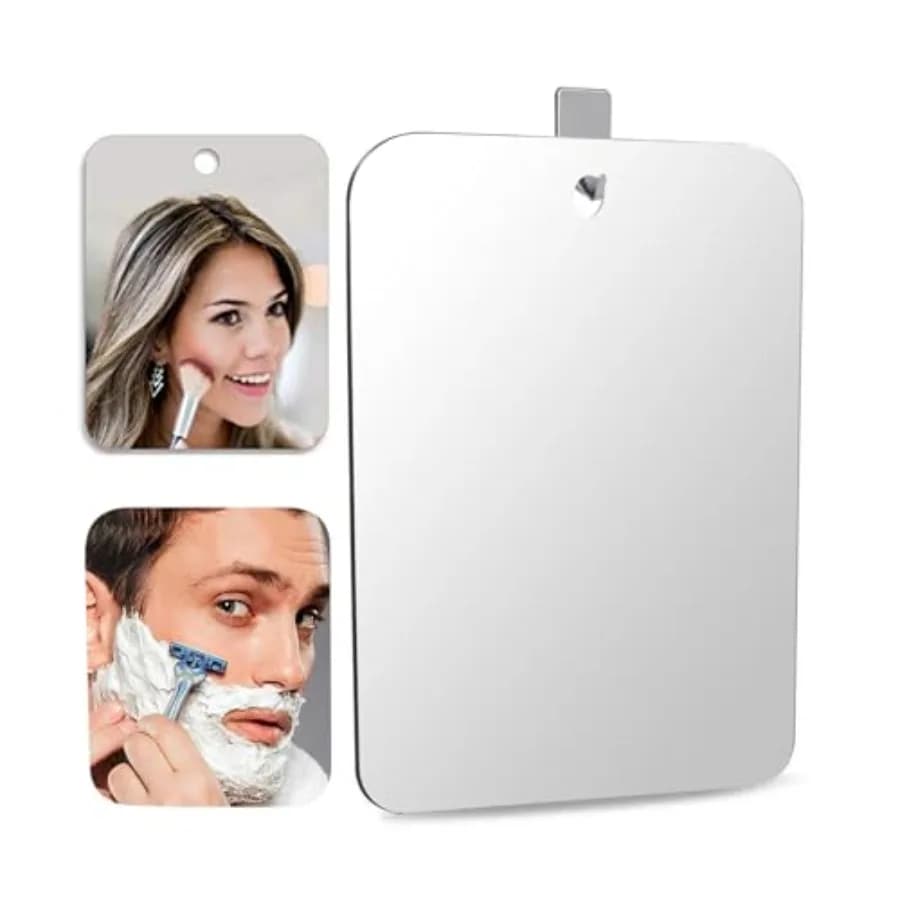 Deluxe Large Fogless Shower Mirror 11 in x 7.8 in Anti-Fog Shave Mirror Fog-Free Wall Hanging Mirror Bathroom Mirror