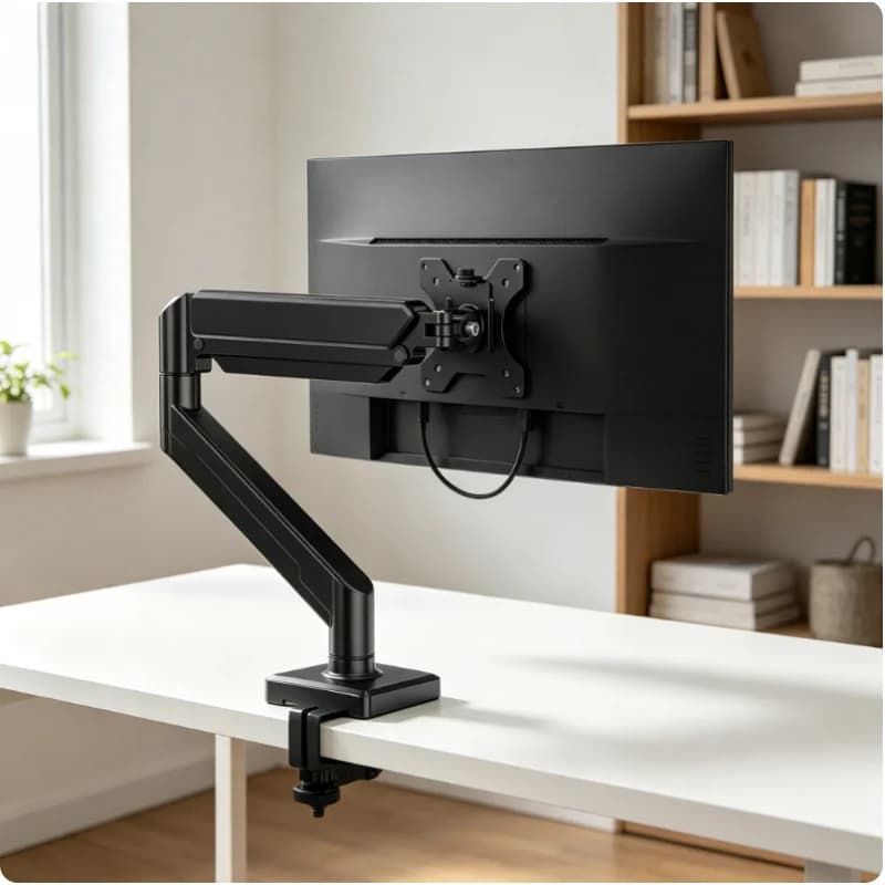 14-32 Inch Single Monitor Arm Height Adjustable Monitor Mount C-Clamp Grommet Base Desk Stand for Home Office
