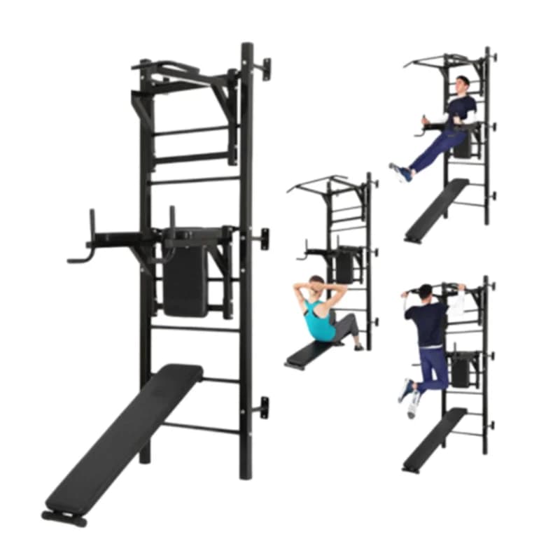 Barra Multifunzione per Trazioni, Supporto per Flessioni Singole e Doppie, Rack per Bilanciere, Panca per Manubri, Attrezzatura Fitness per Casa e Interni