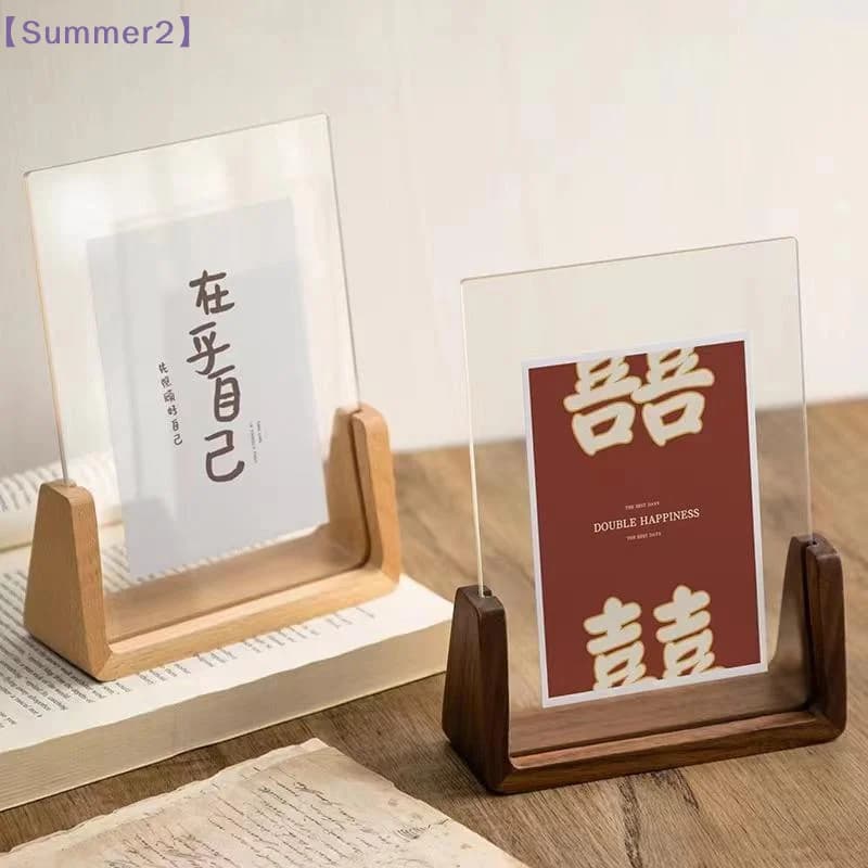 Walnut/Beech Creative Photo Frame Acrylic U Shape Transparent Frame Desktop Wood Wedding Pictures Frame Decor〔Sum2〕