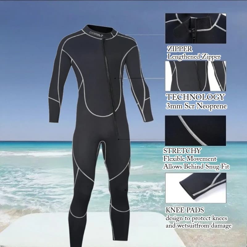 Men's Mute with Front Hinge 3mm Neoprene Mute Full Body in Cold Water for Snorkeling Surf Swimming Canoe