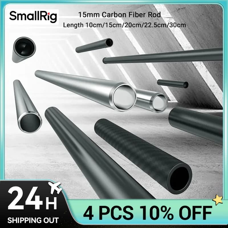SmallRig 15mm Carbon fiber rod length 10 cm/15 cm/20 cm/2.5 cm/30 cm, light rod for 15 mm support system Rig for camera Pack of 2 pieces
