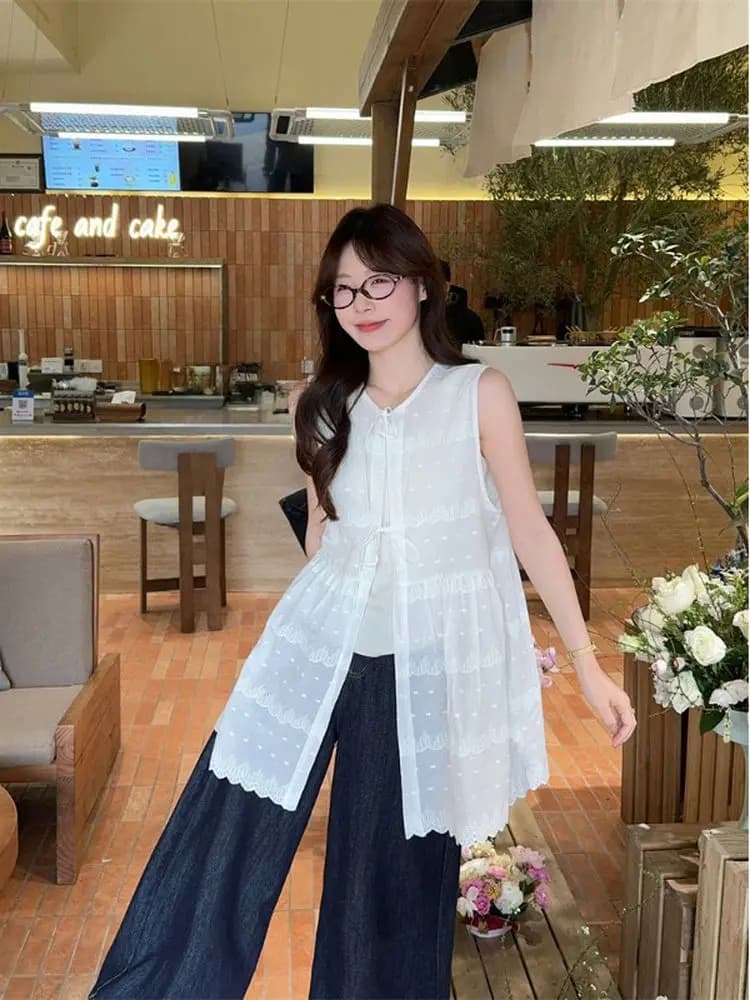 Sweet Style Embroidered Vest Dress Heavy Work Base Skirt Women's Summer Elegance Loose Underdress Dress
