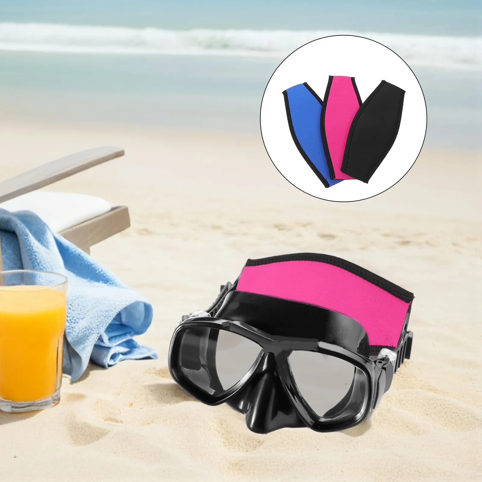 Set di 3 Copri-Cinturini in Neoprene per Occhialini da Nuoto, Protezione per Cinturino Maschera Subacquea, Accessori Impermeabili per Snorkeling e Immersioni
