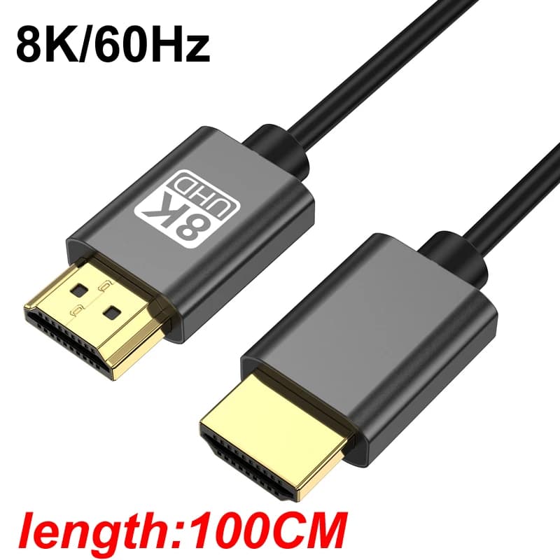 1M 8K HDMI-compatible Cable for Xiaomi Mi Box 8K/60Hz 4K/120HZ 48Gbps Digital Cable for PS5 PS4 Laptop TV Monitor Projectors