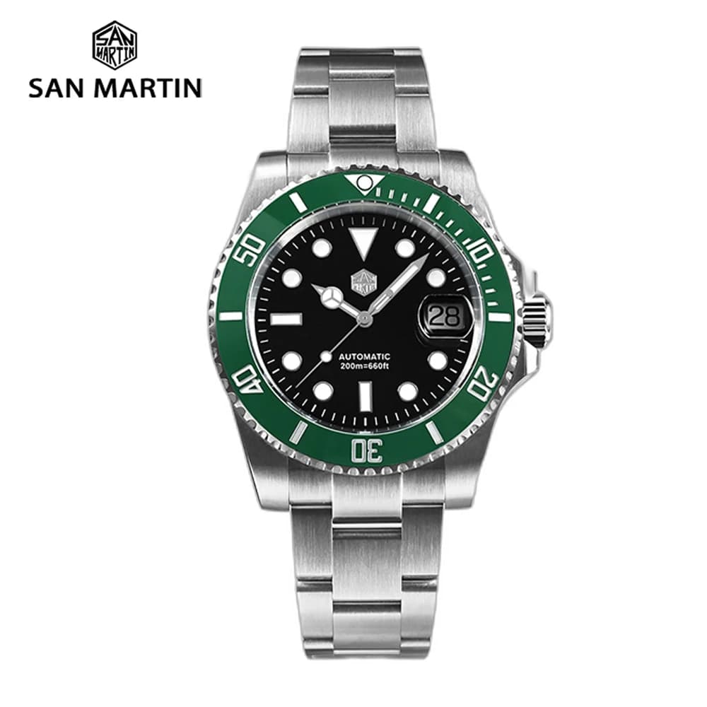 San Martin 40mm Water Ghost PT5000 Men's Automatic Underwater Watch Business Mechanic Sapphire Waterproof 20Bar Luxury BGW-9 SN0017D