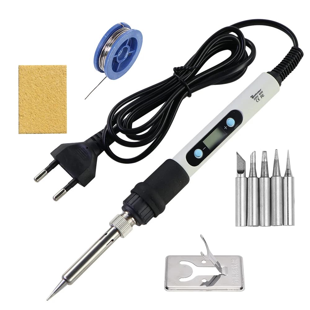 60W 80W Electric Salter LCD Digital Display Adjustable Temperature Welding Repair Tools 220V / 110V Welding Wire Tips