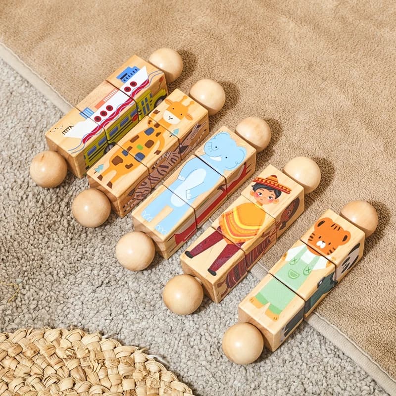 1PC Nuovo Bambino di Legno Rotante Puzzle Campana Sonaglio Bambino Montessori Del Fumetto Ruota Blocco Sonaglio Per Il Neonato Giocattoli Regalo