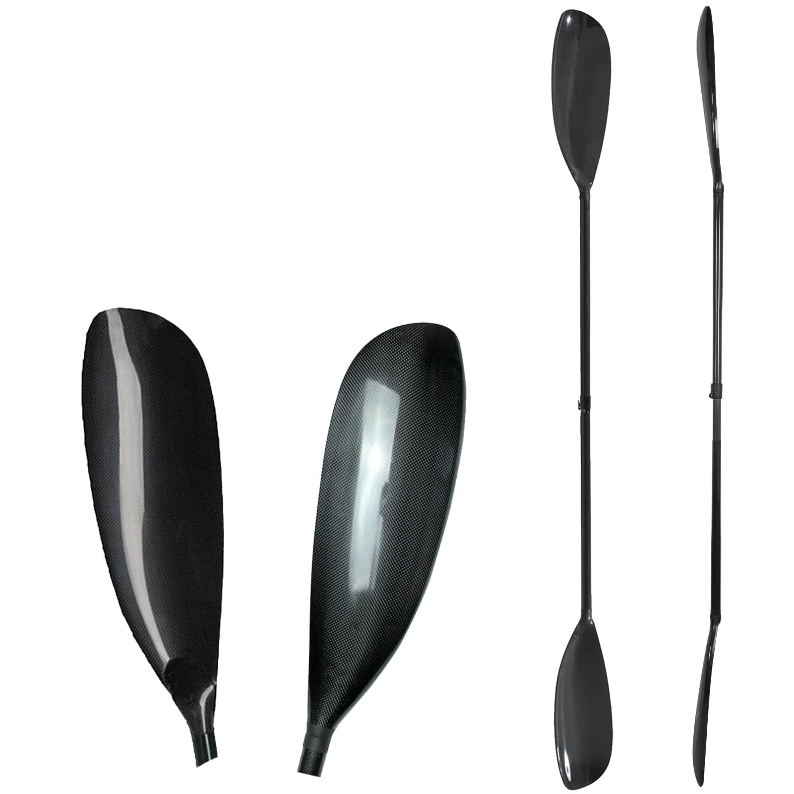 760g 2 pezzi in fibra di carbonio ala Paddle Spoon Kayak Paddle lame a doppia testa Ultra leggero 10cm regolabile con lame grandi
