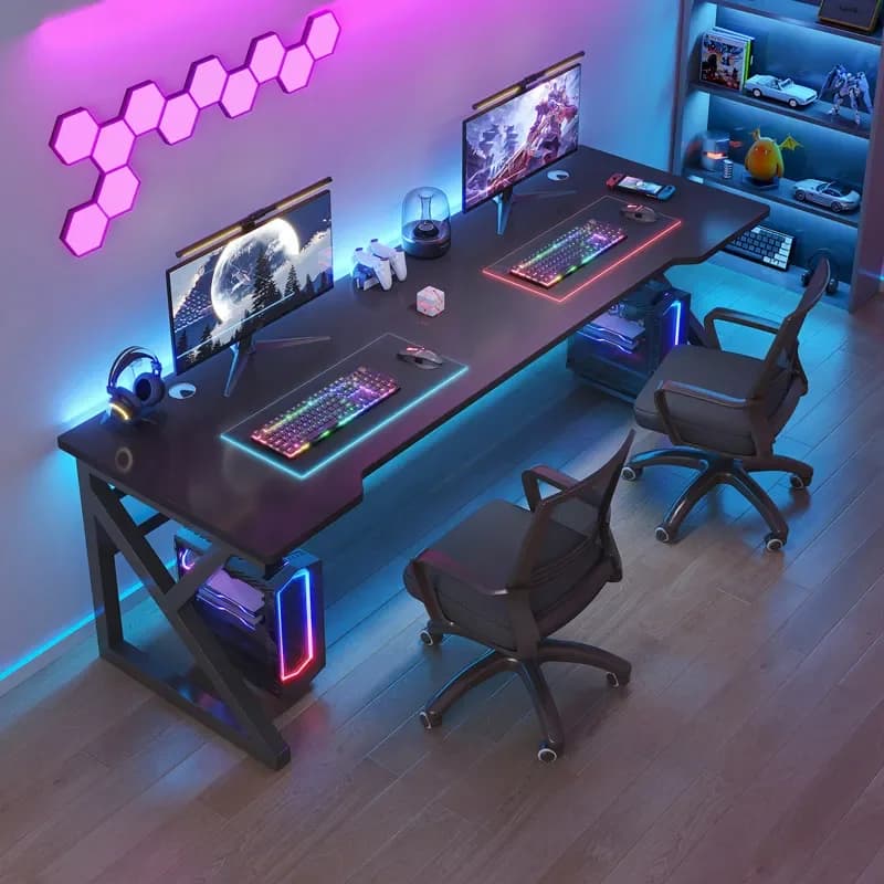 Double Desktop Computer Desk Modern Simple Gaming Table for Home Bedroom Esports Desk and Chair Combo Set