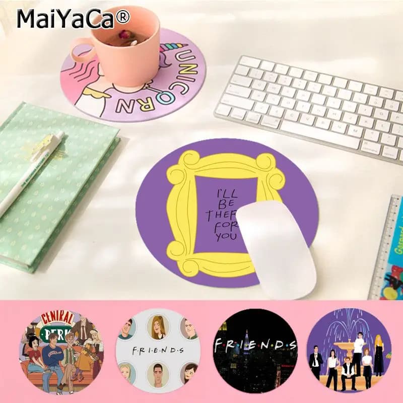 Amici Tv Show Mousepad Rotondo Pelle personalizzata Computer da ufficio Tappetino da scrivania Tavolo Tastiera Grande tappetino per mouse Cuscino per laptop Accessori da scrivania