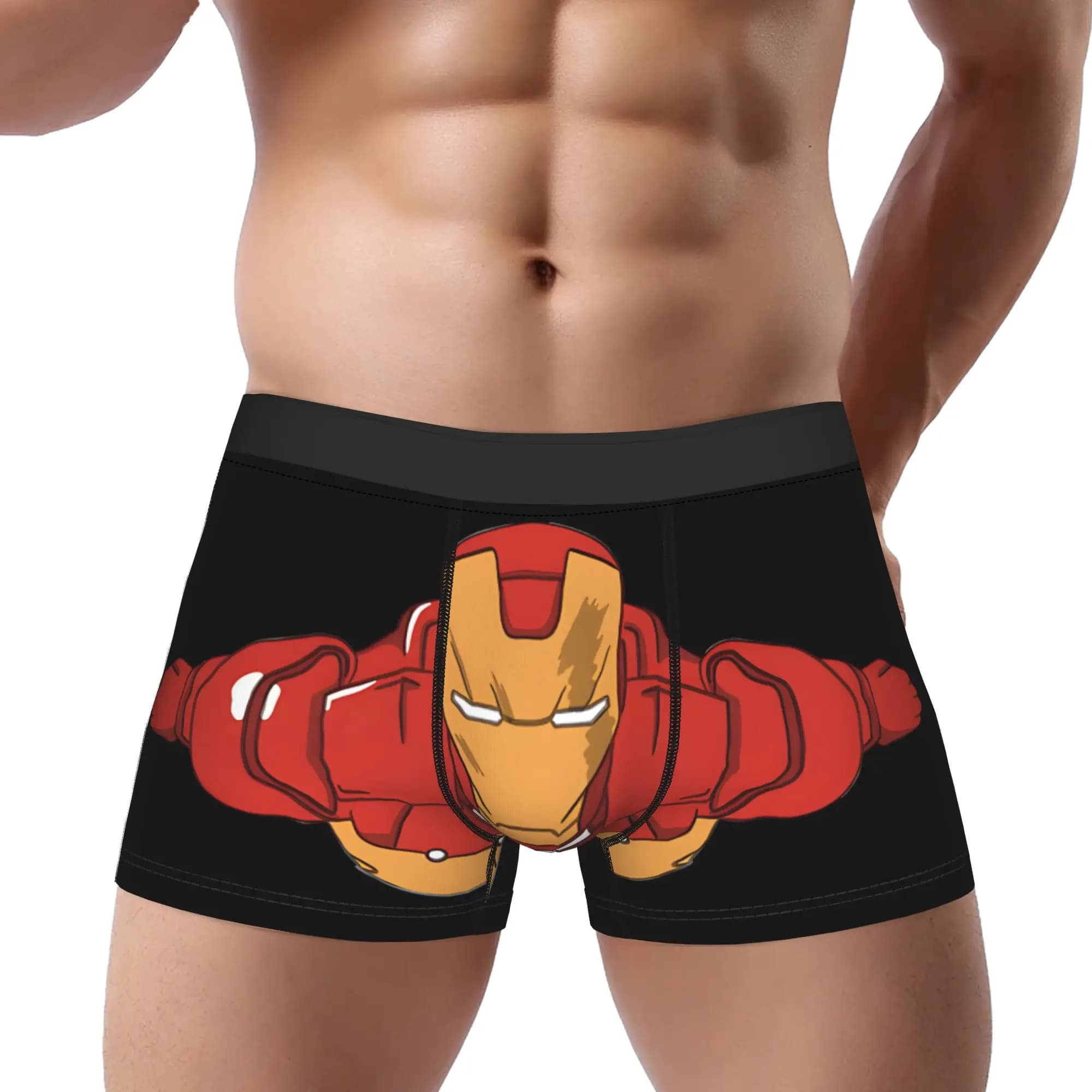 1 pezzo di mutande Flying Tony Iron Man, mutandine traspiranti, pantaloncini stampati per uomo