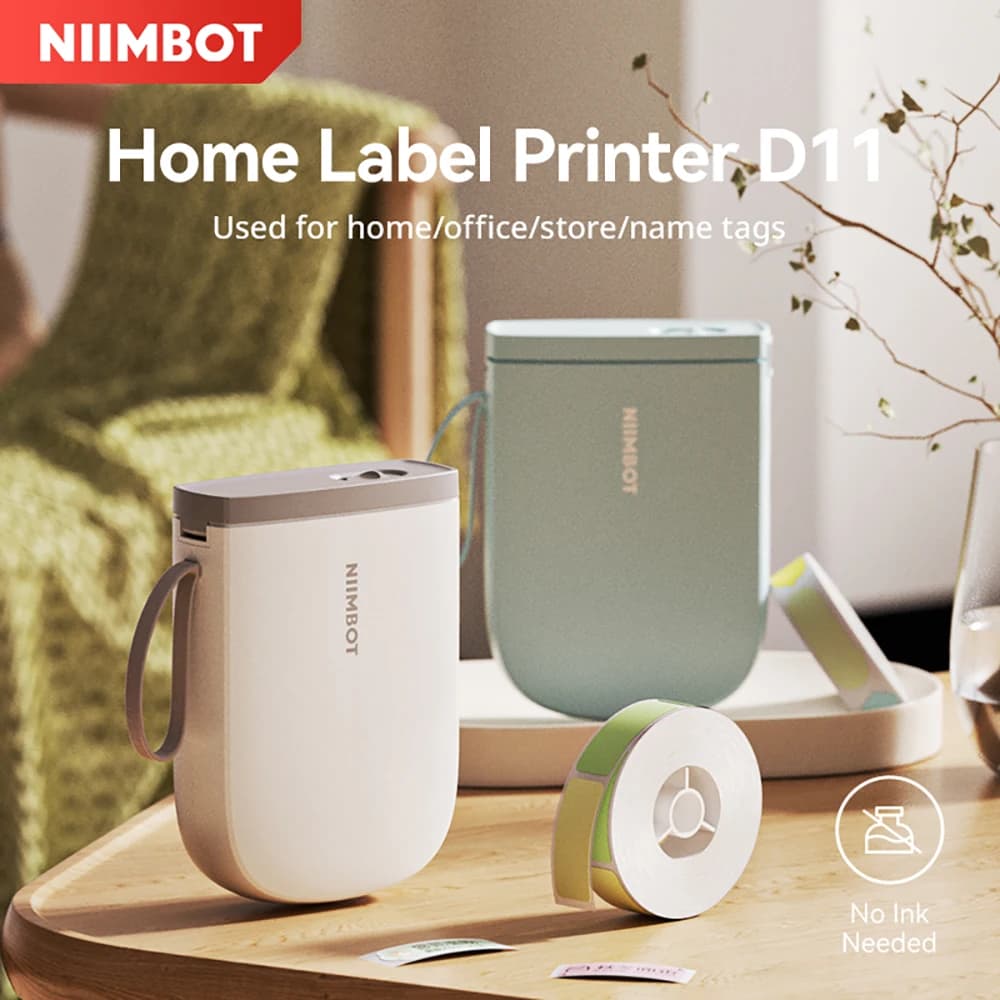 Niimbot Upgraded D11 Mini Thermal Printer 300 DPI Wireless Self-Adhesive Label Maker Inkless Pocket Barcode Name Tag Labeller