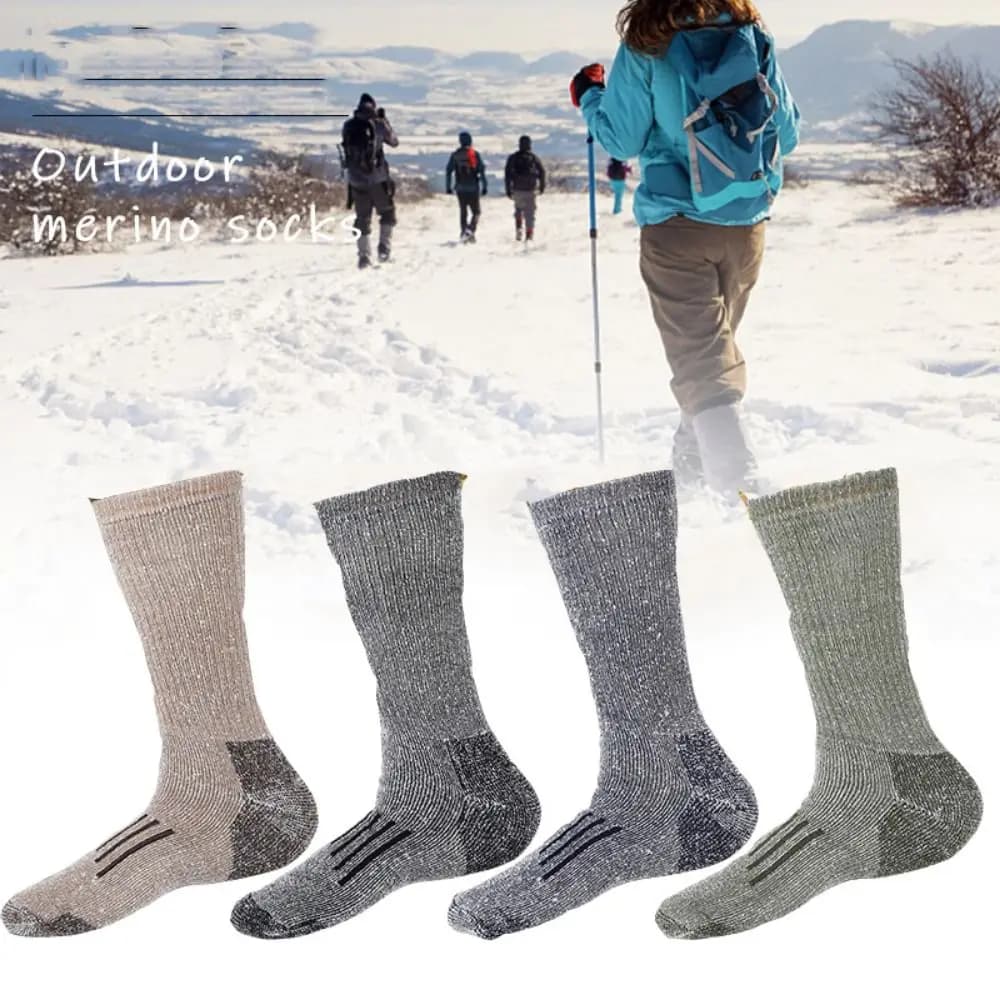 Cozy Breathable Merino Wool Socks Soft Non-slip Warm Crew Socks Thicken Moisture Wicking Men Boot Sockings Hiking