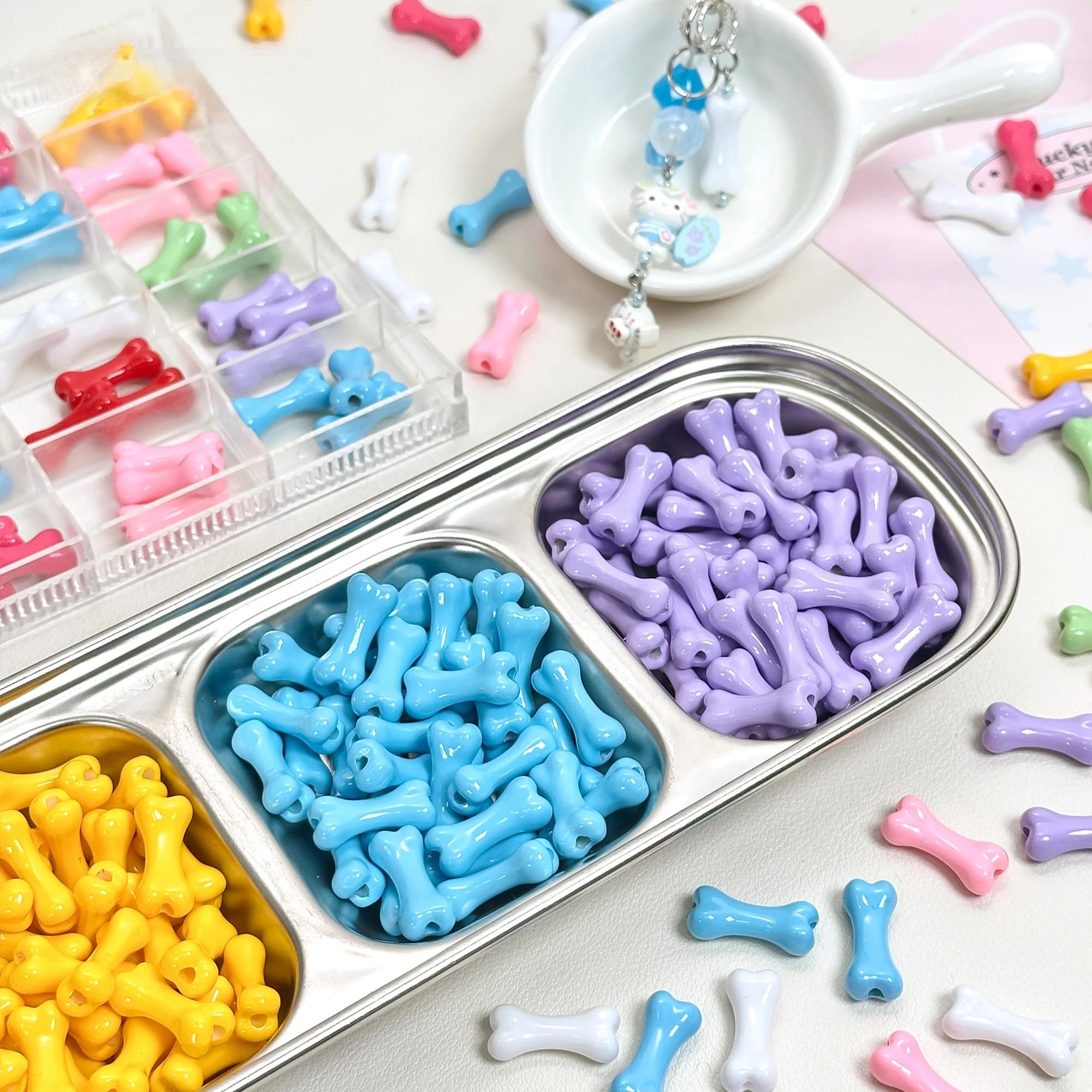 5pcs Bone Shape Acrylic Beads Loose Spacer Beads For Jewelry Making DIY Bracelet Earrings Accessories Gifts Girl