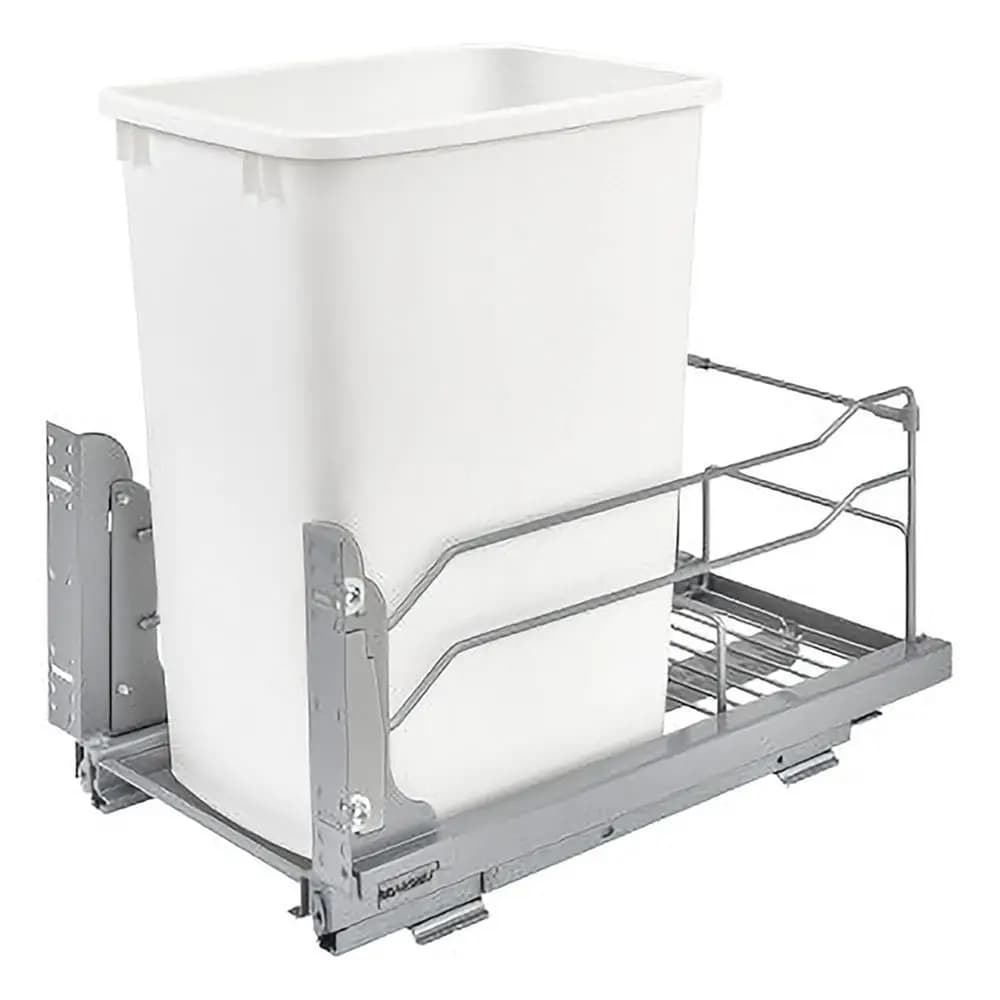 Pattumiera estraibile per mobili da cucina base 35 Quart 8,75 galloni con diapositive Soft-Close e contenitore posteriore, bianco, 53WC-1535SCDM-1