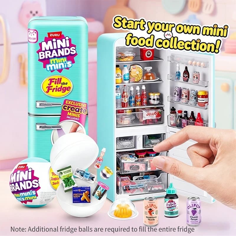 ZURU 1/6 Mini Fridge Filler Set Mini Brands Ball Series Mystery Blind Box Mini Simulazione Cibo Giocattolo per il Gioco di Imitazione Regalo Decorativo