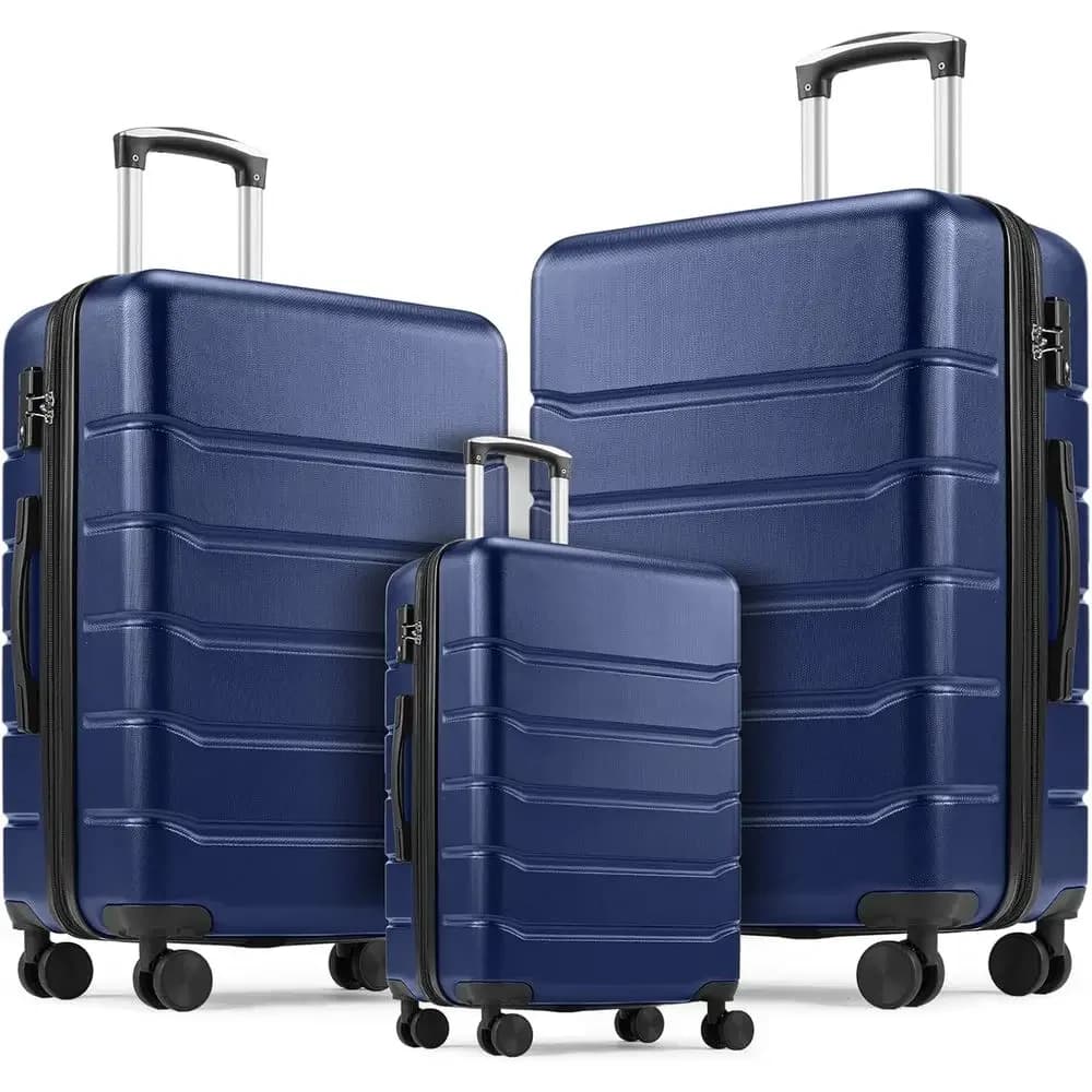 3-Piece Hardshell Expandable Luggage Set with Spinner Wheels, TSA Lock