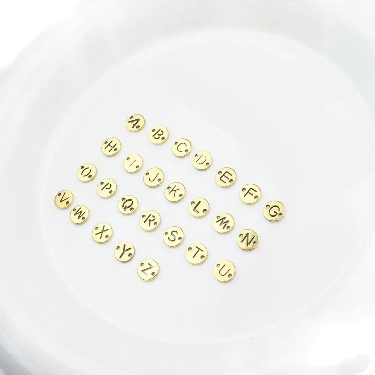 26pcs 6mm Wholesale Stainless Steel 26 Letters Smooth Connector Charms Pendant DIY Necklace Bracelets Waterproof Vacuum Plate
