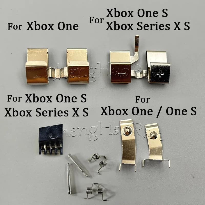 1SET Clip metallica per connettore a contatto batteria per controller Xbox One/One S/Slim/serie XS con supporto per batteria a molla con pulsante LT RT