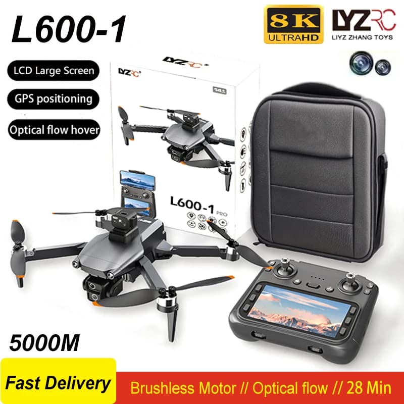 New L600-1 GPS Drone Professional 8K Camera FPV Brushless Antenna Avoid Obstacles with Large Remote Control Screen Foldable Dron