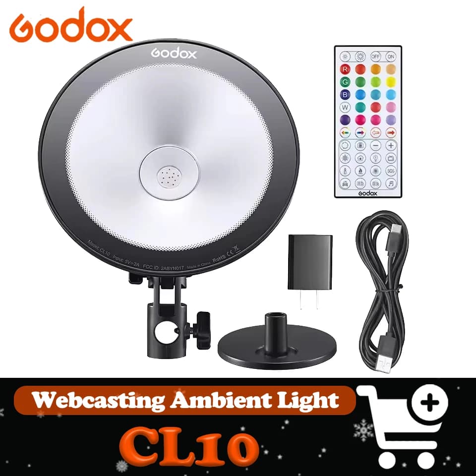 Godox CL10 LED Ambient Light for Webcasting with 39 Integrated Bright Effects, 10W Ring Light for Selfie and Live Streaming