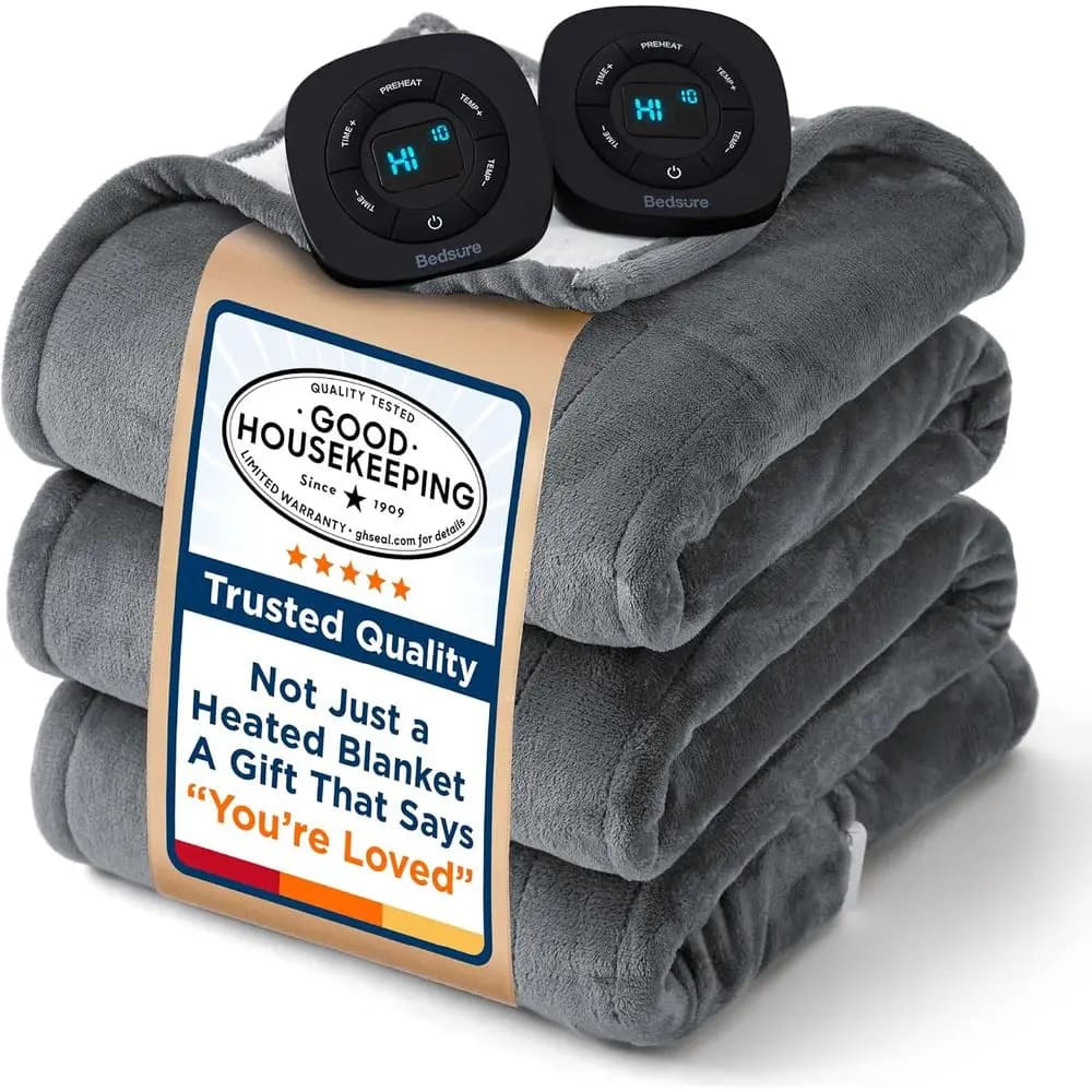 Coperta elettrica Queen Size - Coperta riscaldata a doppio controllo Queen, riscaldamento GentleSot con 10 impostazioni di tempo e 10 impostazioni di calore,