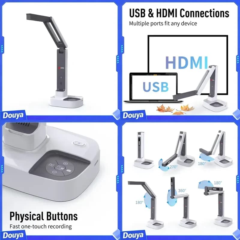 JOYUSING 2 in 1 Document Camera and Webcam 4k A3 Visual Presenter for Presentation and Online Meeting