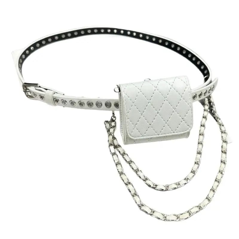 Mini marsupio a catena in pelle per cintura Eans Borsa da appendere decorativa da donna Cintura da gioco staccabile
