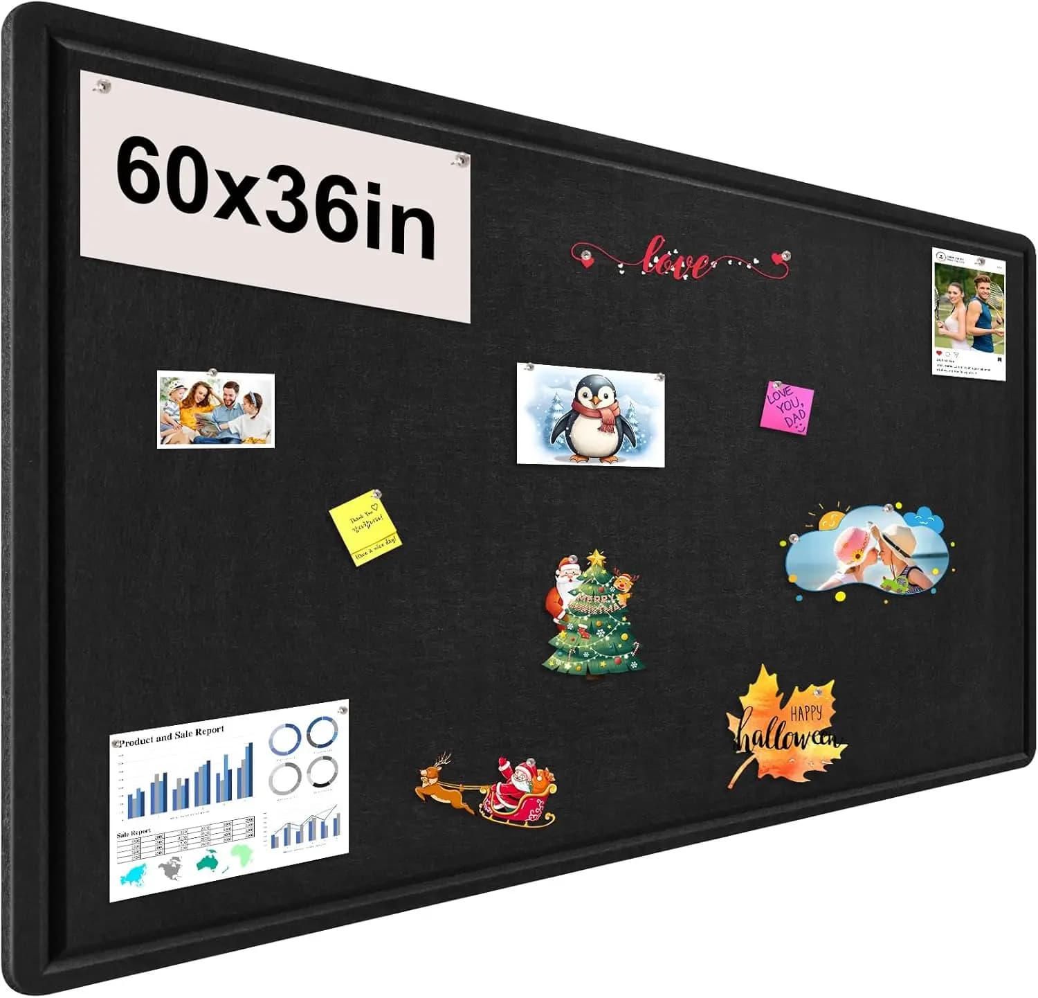 Grande bacheca pieghevole in feltro da 60x36 pollici, bacheca decorativa da parete con puntine da disegno, alternativa al sughero