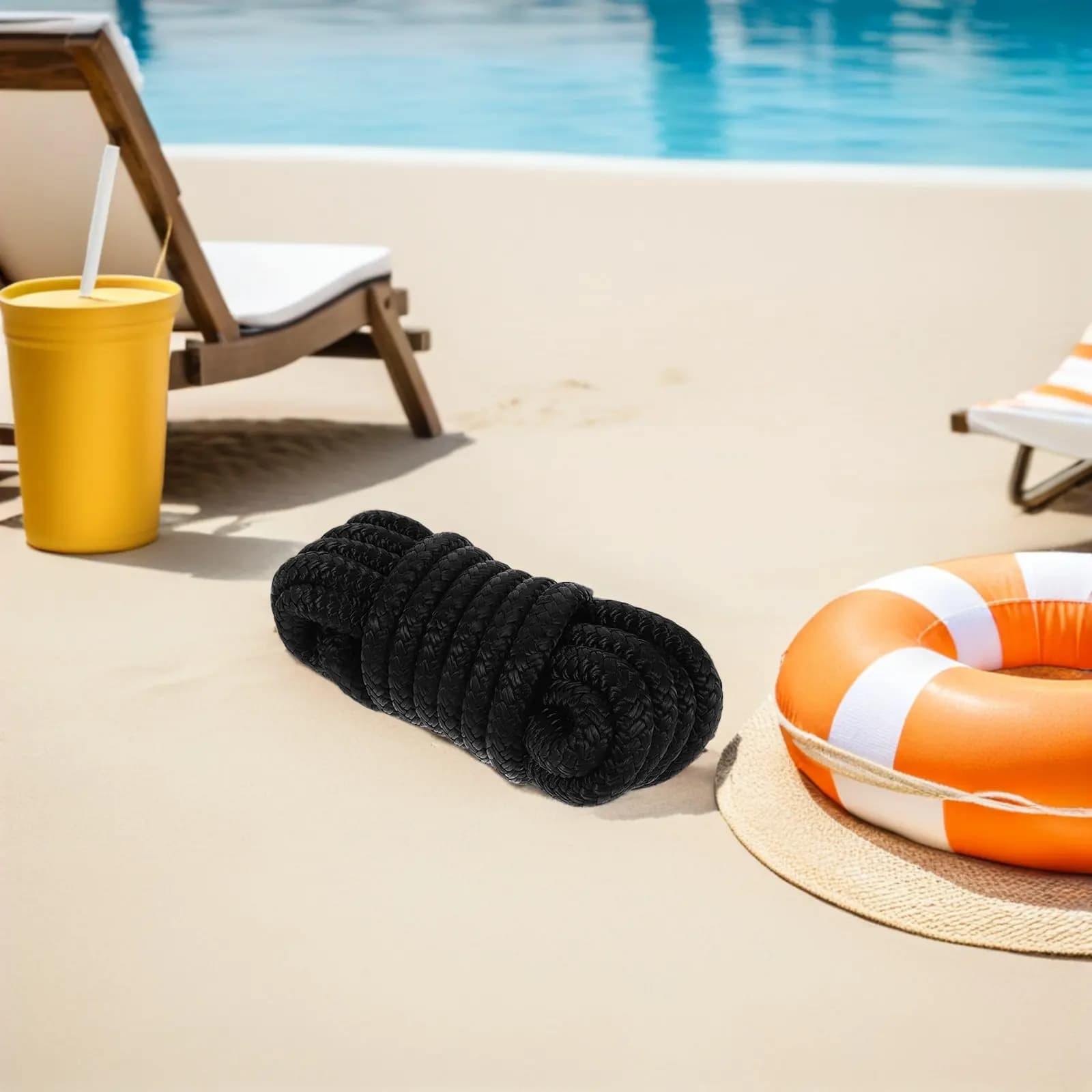 Boat Dock Line Black Marine Docking Rope for Kayak Canoe and Small Boats Secure Mooring Accessory