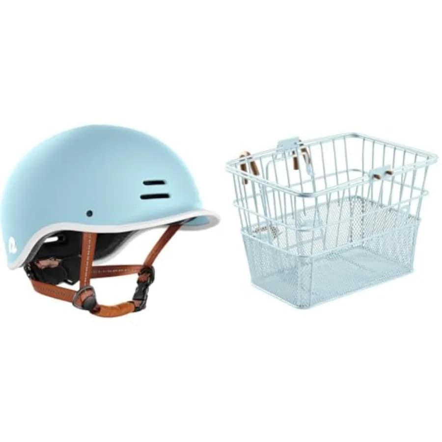 Casco da bici per adulti e cestino anteriore rimovibile per il pendolarismo urbano, casco in plastica ABS nero opaco con ventilazione