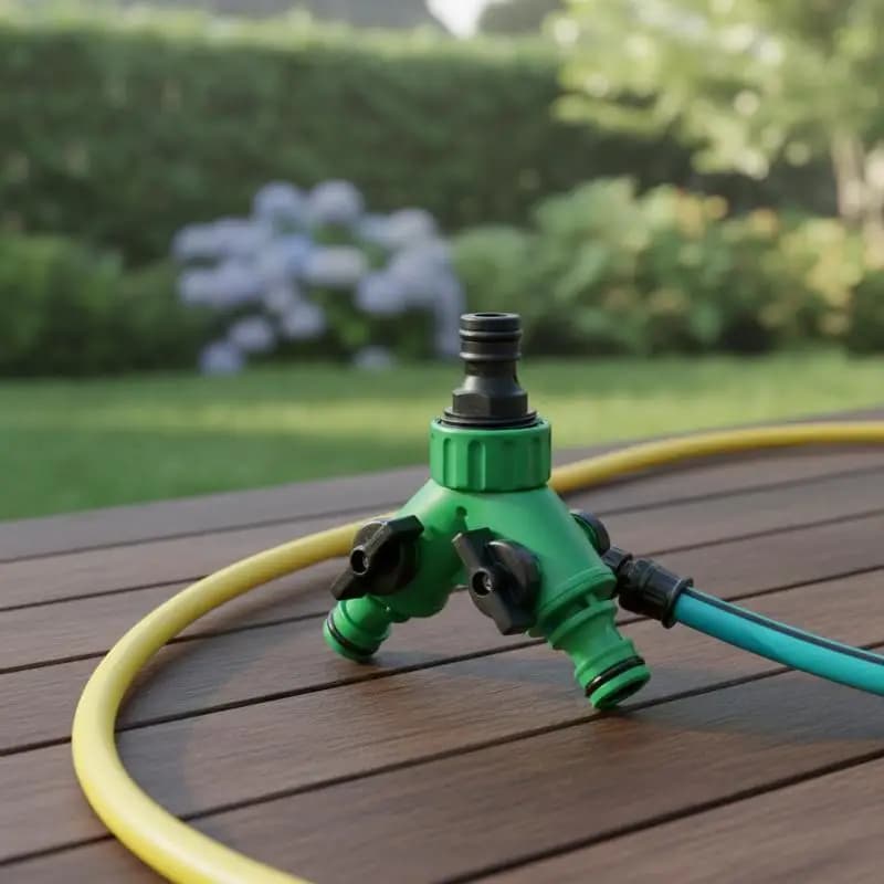 2-Way Garden Hose Splitter Y Connector with Shut-off Valve Quick Plastic Faucet Adapter for Drip Irrigation Flower Landscaping