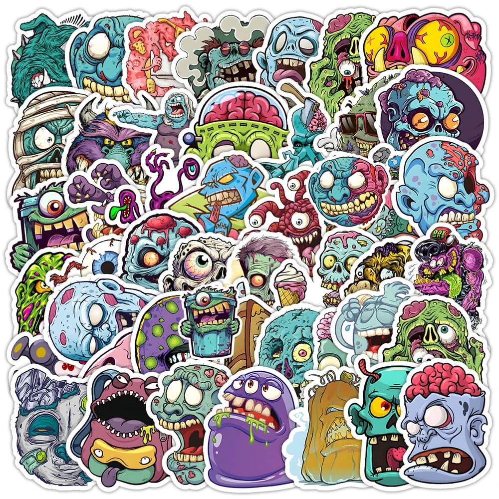 10/30/50pcs Cool Horror Monster Stickers Decals DIY Laptop Phone Skateboard Notebook Car Fridge Scrapbooking Waterproof Sticker