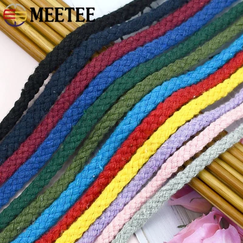 10M 5/7mm Cavo di cotone per cucire Corda intrecciata Borsa Cinghia Cavi intrecciati Stringa tessuta Decorazione tessile per la casa Corde Accessori artigianali