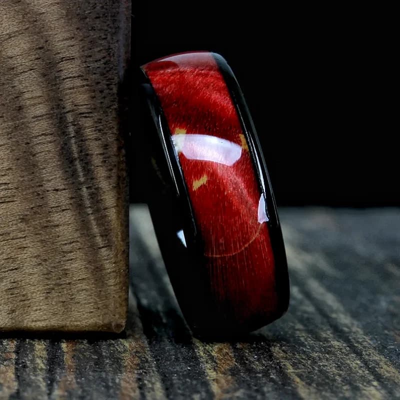 Red Fashion 8mm Stainless Steel Ring Wedding Ring Comfortable Style
