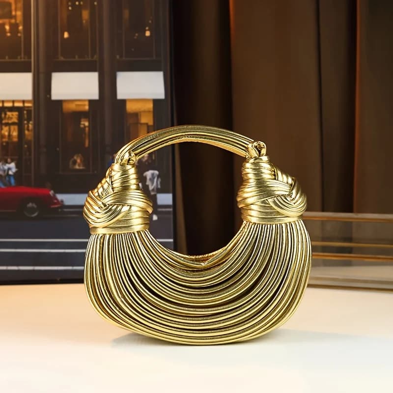 Women's Handbags 2025 New Gold Luxury Handbags Signed, Hand-woven, with knotted Corda, Silver Hobo, Sera Chic pochette
