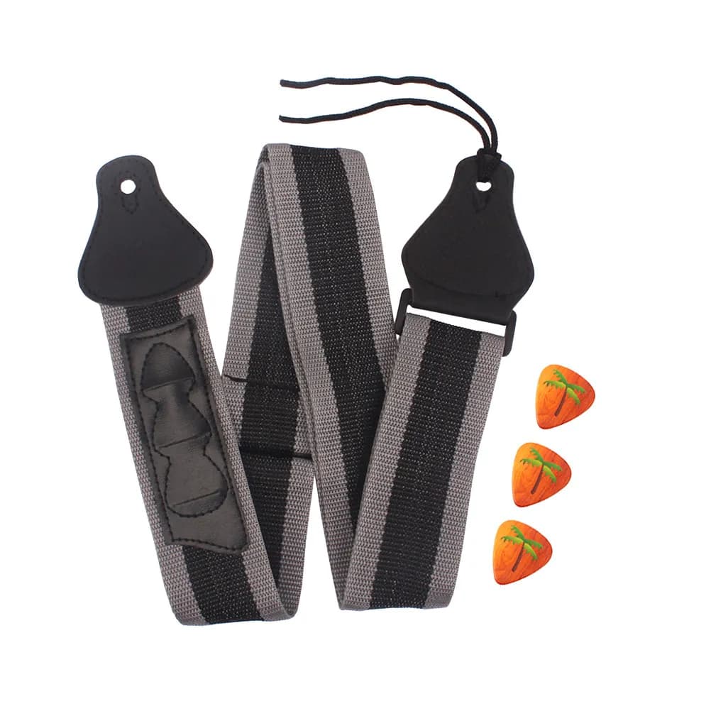 Tracolla Professionale Regolabile per Chitarra Elettrica, Acustica e Basso con Supporto Integrato per 3 Plettri, Perfetta per Chitarre Folk in Legno