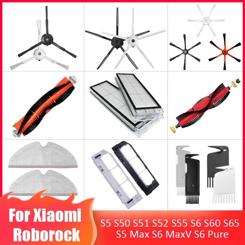 Lato/Spazzola Principale Copertura Mop Panno Filtro HEPA Pezzi di Ricambio Per XiaoMi Roborock s50 s51 s55 s6 s60 s61 s65 s5 Max s6 MaxV s6 Pure