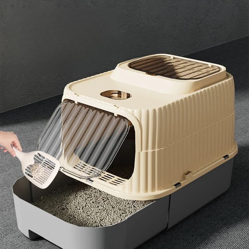 Lettiera per gatti di grandi dimensioni Cassetto completamente chiuso Toilette per gatti Anti-odore Anti-spruzzi Forniture per animali Sterilizzazione UV Padelle per gatti