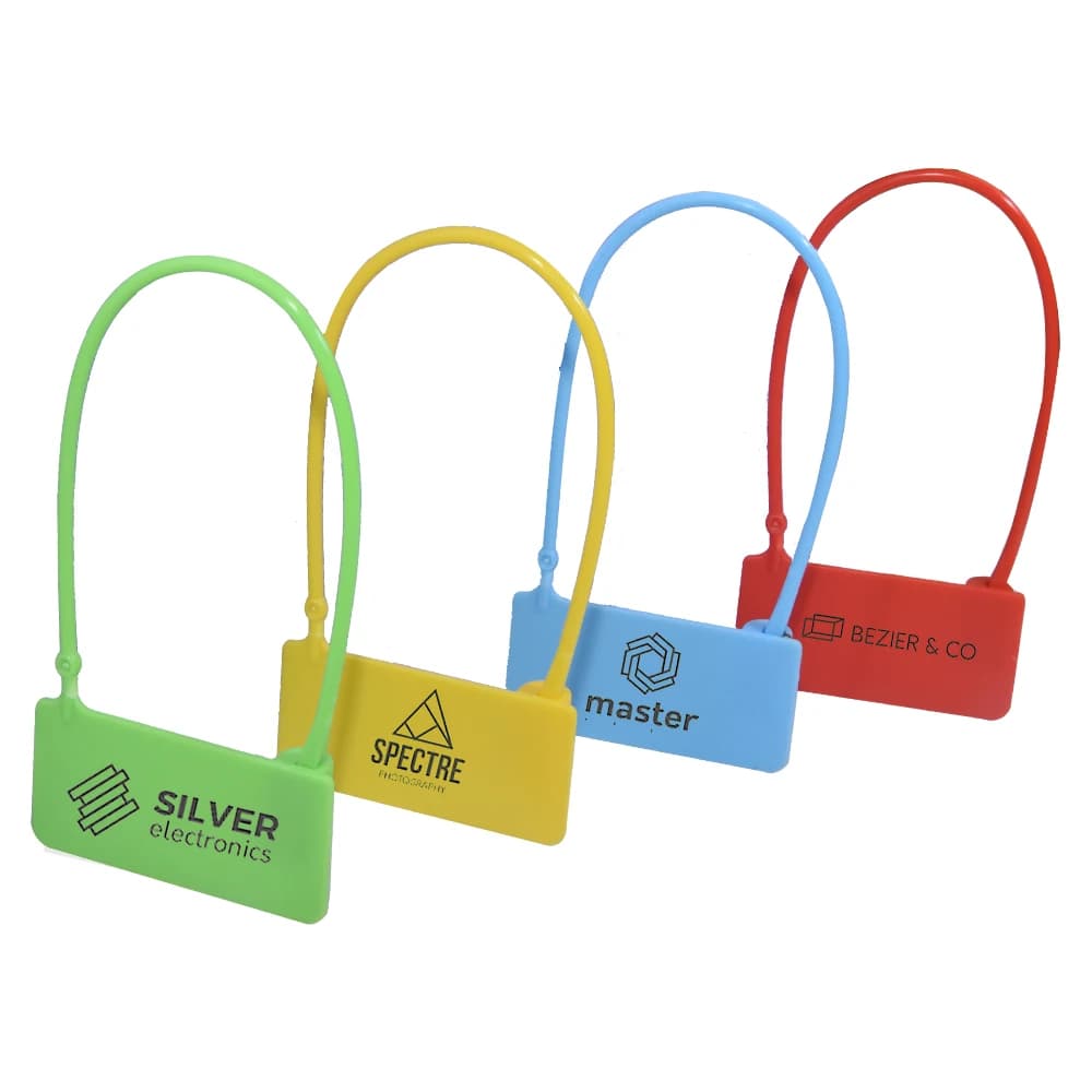 100 pezzi etichette per abbigliamento personalizzate tag lucchetto usa e getta guarnizioni di sicurezza in plastica fascette per vestiti scarpe borse nuovo 190mm