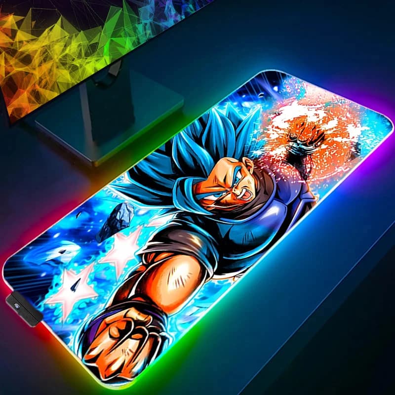 Tappetino per Mouse RGB Dragon Ball Z DBZ Retroilluminato Grande per PC Accessori da Gaming LED Mousepad Tappetino per Tastiera e Scrivania