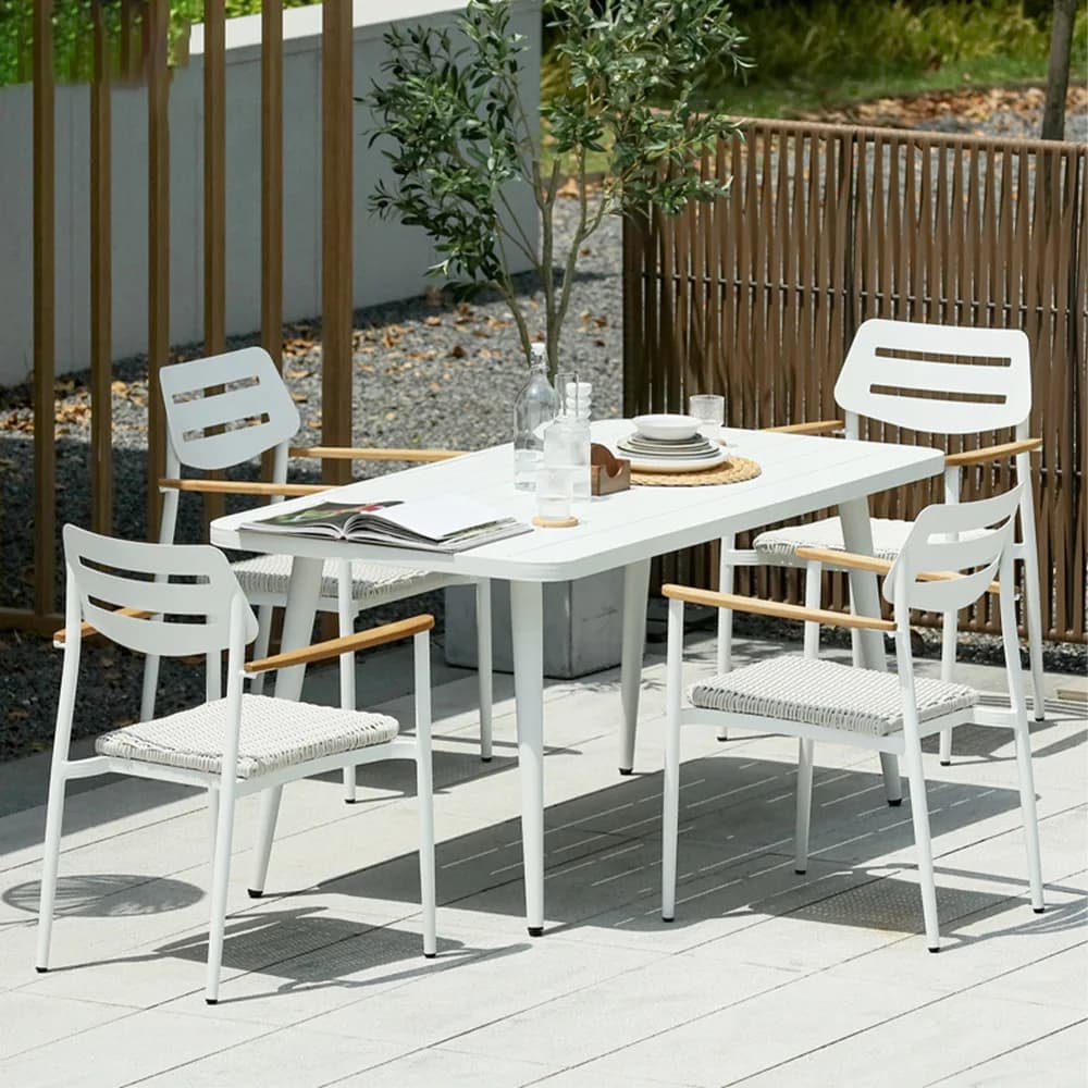 Tavolo e sedia da cortile nordico per esterni, giardino, impermeabile e protezione solare, balcone esterno, sedia per il tempo libero, villa, linguetta da pranzo all'aperto