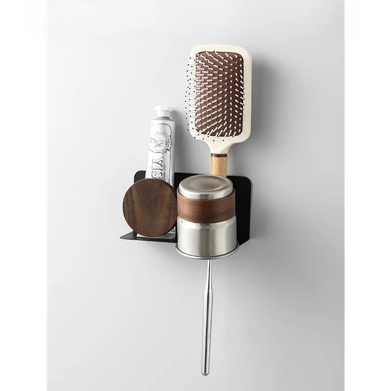 Portaspazzolino da Bagno di Lusso a Parete, Porta Spazzolini e Bicchieri, Organizer per Lavabo in Metallo