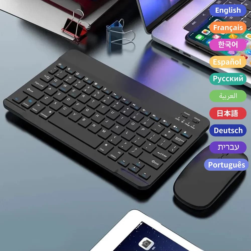 Set tastiera e mouse wireless Bluetooth universale per Android IOS iPad Air Pro Mini Samsung Xiaomi Tablet russo coreano giapponese