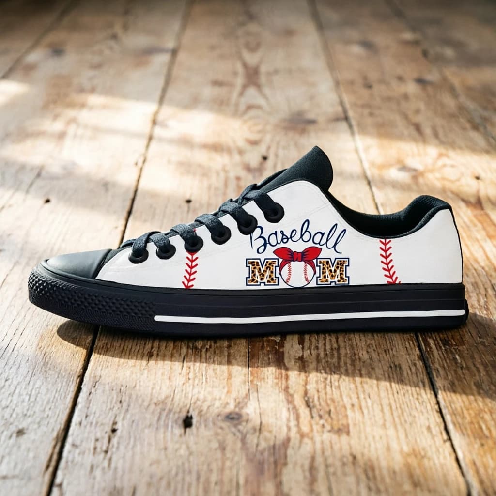 BASEBALL MOM Sneakers in tela unisex con stampa di testo personalizzato, scarpe stringate, traspiranti, casual, da indossare ogni giorno, scarpe da passeggio, regalo