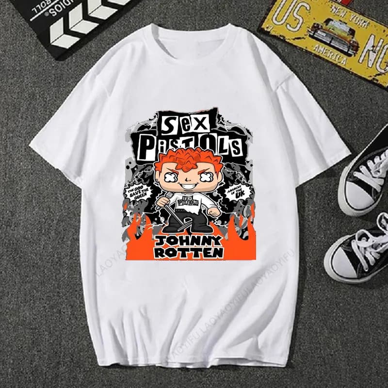 T-shirt Punk Rock Sex Pistols Johnny Rotten London Chiamando Punk New Wave Uomo Poliestere Manica corta Fan Camicia regalo Donna Tee Top
