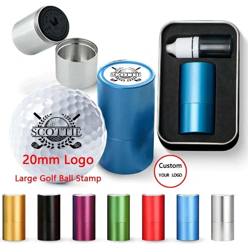 Custom 20mm Large Golf Ball Stamp Personalized Logo Name Reusable Golf Marker with Metal Case Golf Accessories Gift Stamps