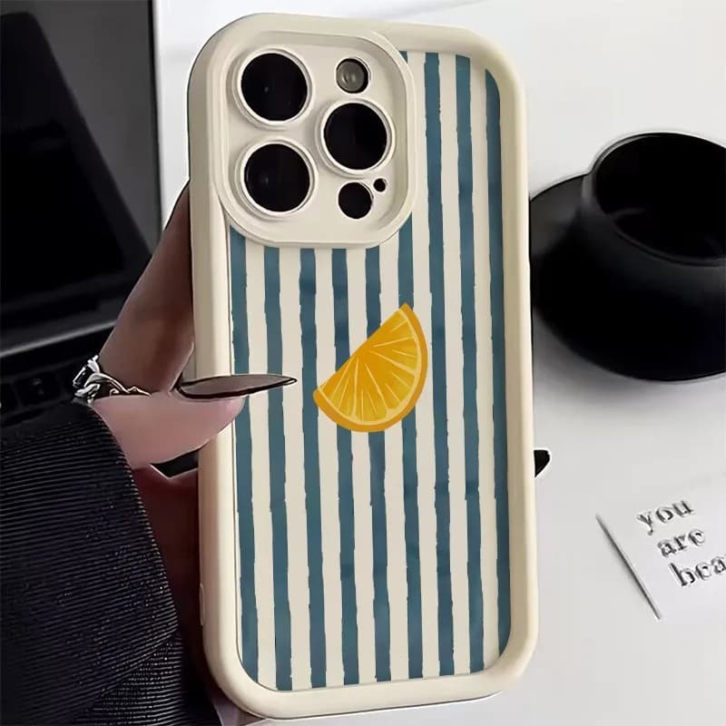 Phone case striped lemon slice for Xiaomi Redmi Note 14 Pro Plus 5G 14 13 12 11 10 Redmi 14C 13C 12C Candy Bumper Cover
